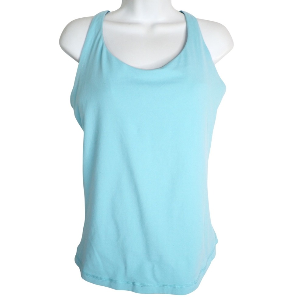 Prana Womens Strappy Criss Cross Back Athletic Yoga Tank Top Blue Size L